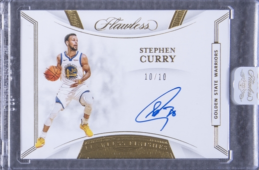 2019-20 Panini Flawless "Flawless Finishes" Gold Autographs #FF-SCY Stephen Curry Signed Card (#10/10) – (Panini Sealed)